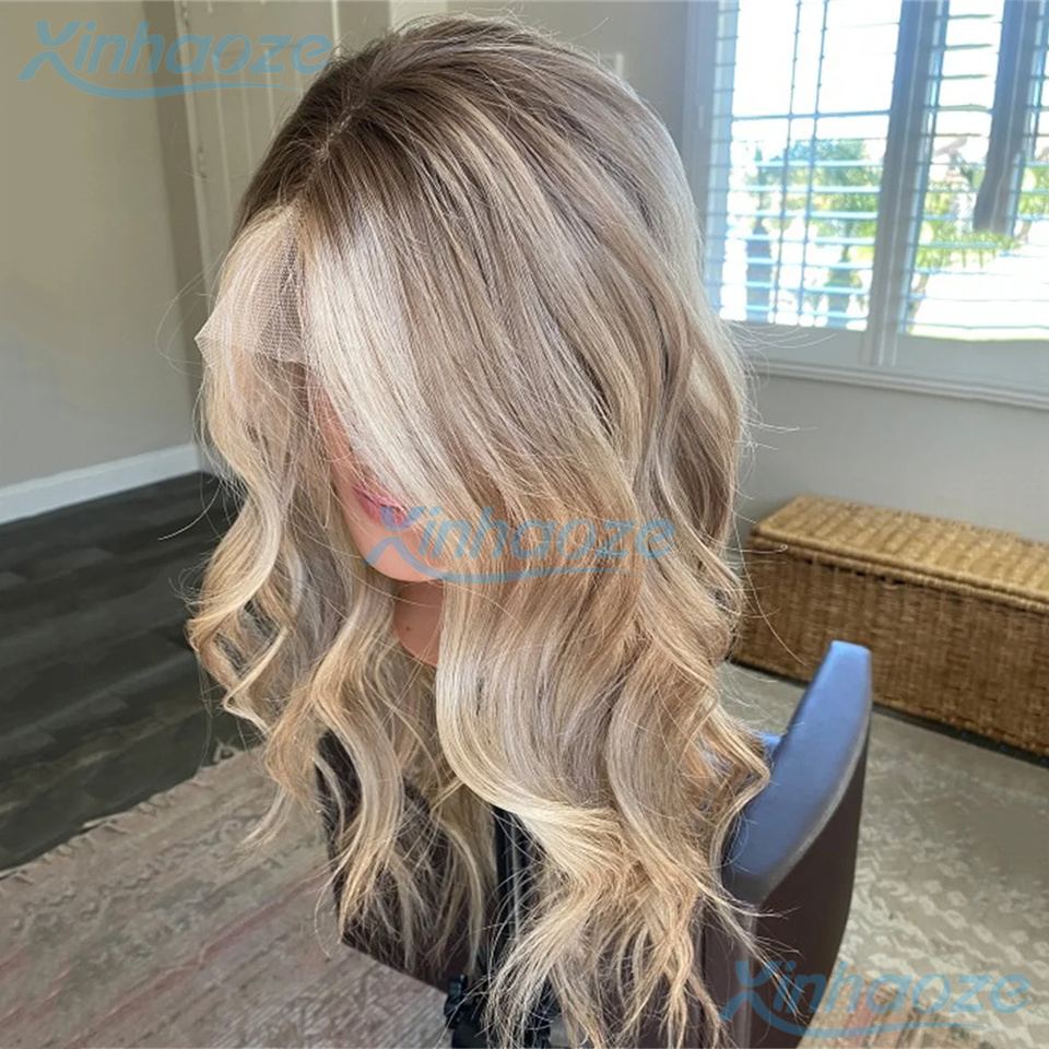 613 Blonde Body Wave Lace Front Wig - # 8/613 Highlight Perücke Echthaar Körperwelle