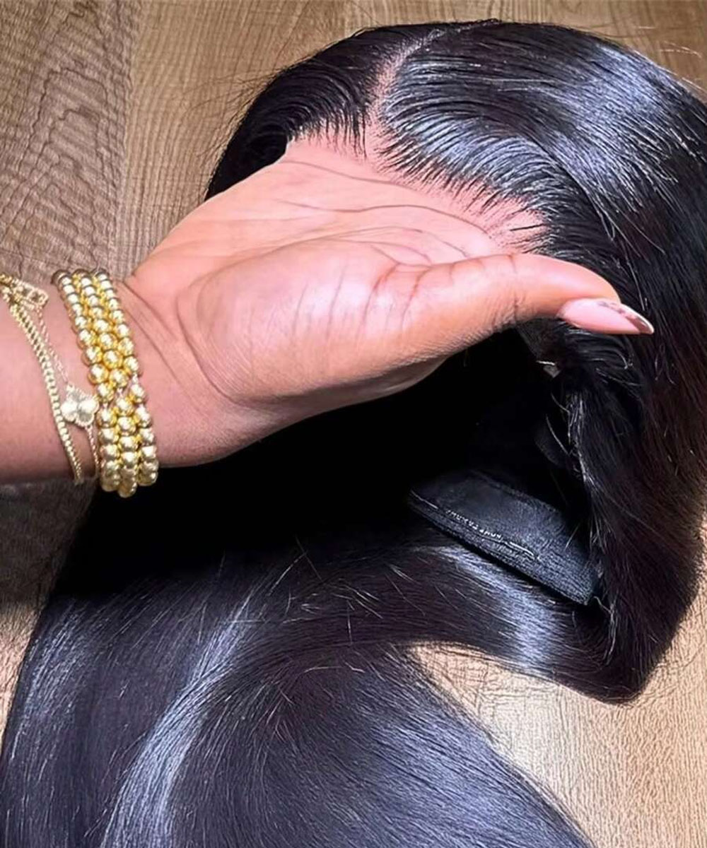 Hd Lace Frontal Wig Human Hair Pre Plucked - 34 Zoll Knochenglatte Lace-Front-Perücken aus Echthaar,