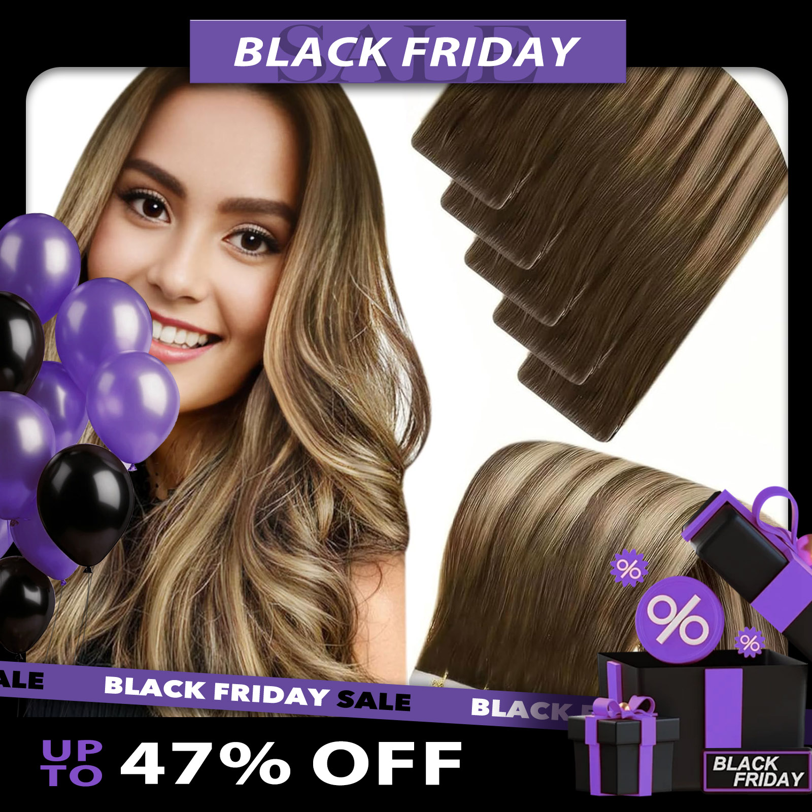 Invisible Tape In Extensions Real Hair - LaaVoo Unsichtbares Injektionsband in der Haarverlängerung,