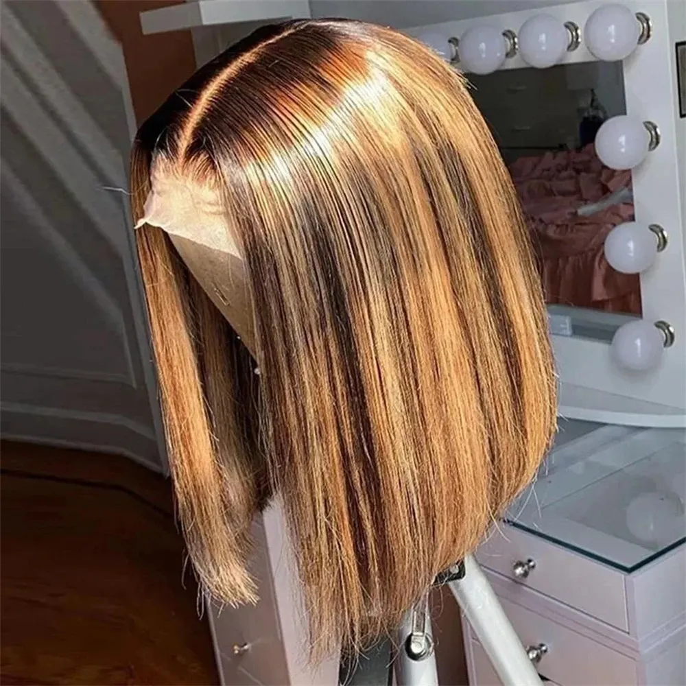 Glueless Wear And Go Human Hair Wig - Honigblonde Bob-Perücken aus Echthaar P4/27 Ombre