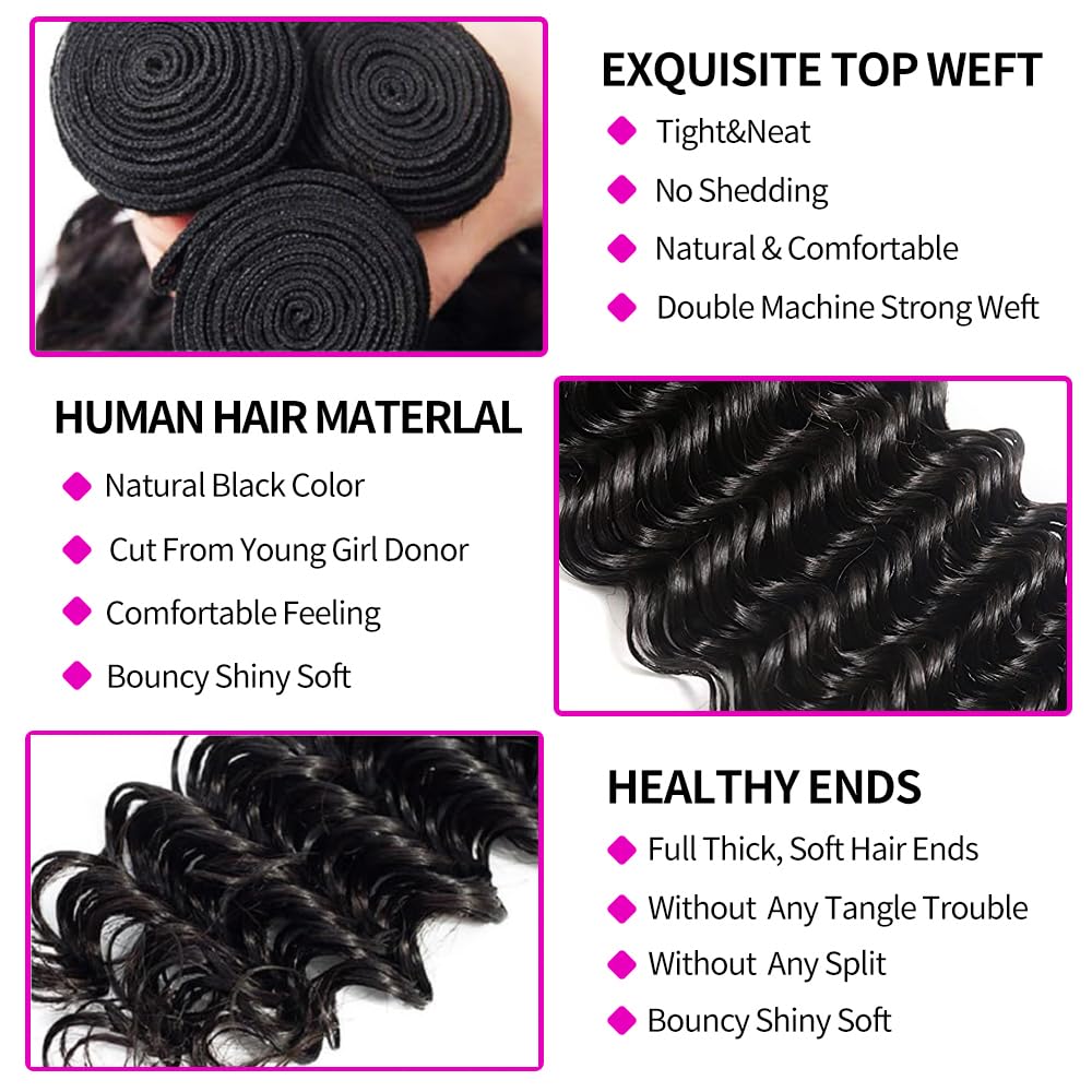 Deep Wave Bundles mit Verschlu – Deep Wave 3 Bundles With Closure Bewertung und Preis