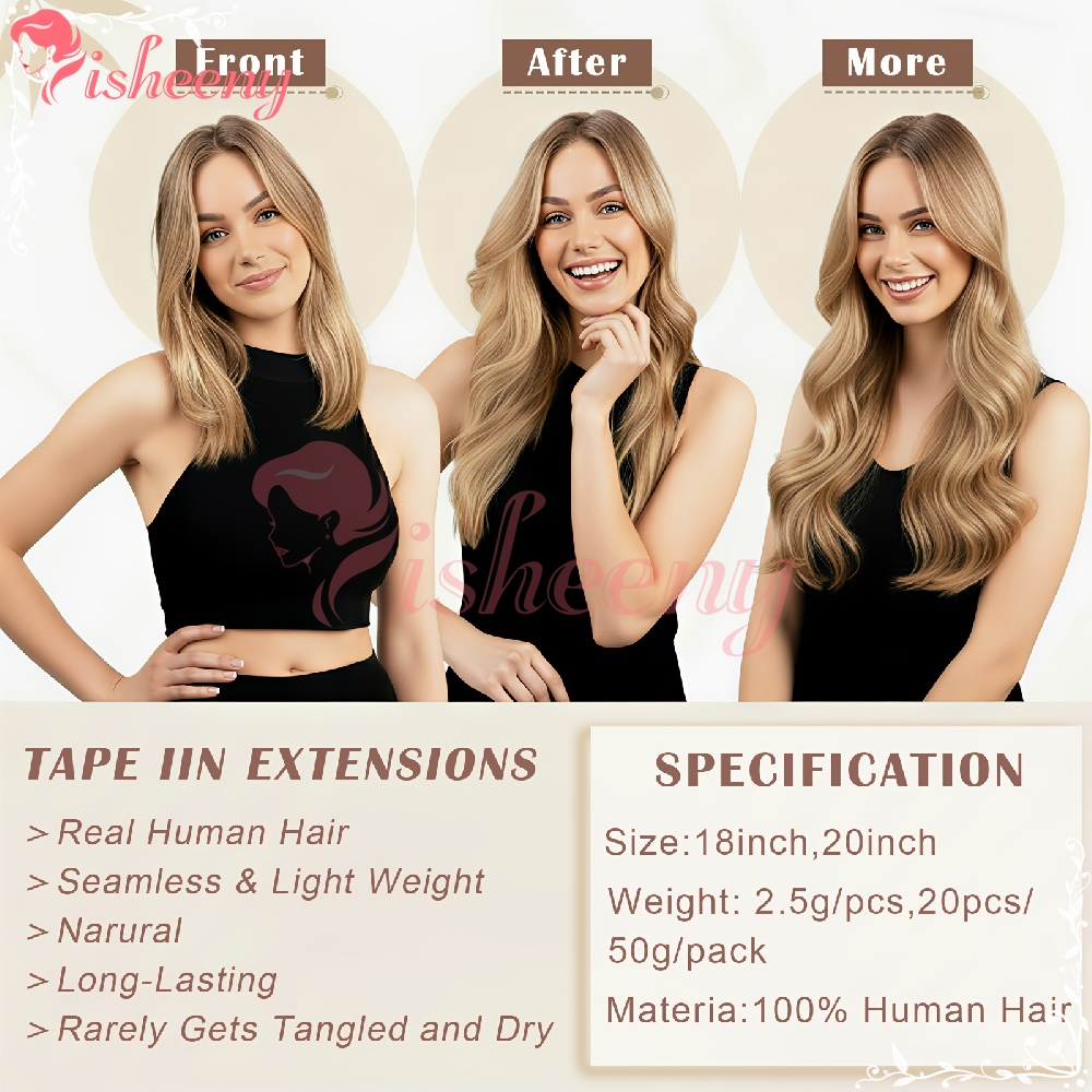 Isheeny – Echthaar-Haarverläng – Invisible Tape In Extensions Real Hair Bewertung und Preis