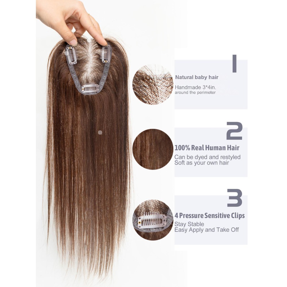 100 % Echthaar-Topper, braune  – Seamless Clip In Hair Extensions Human Hair Bewertung und Preis