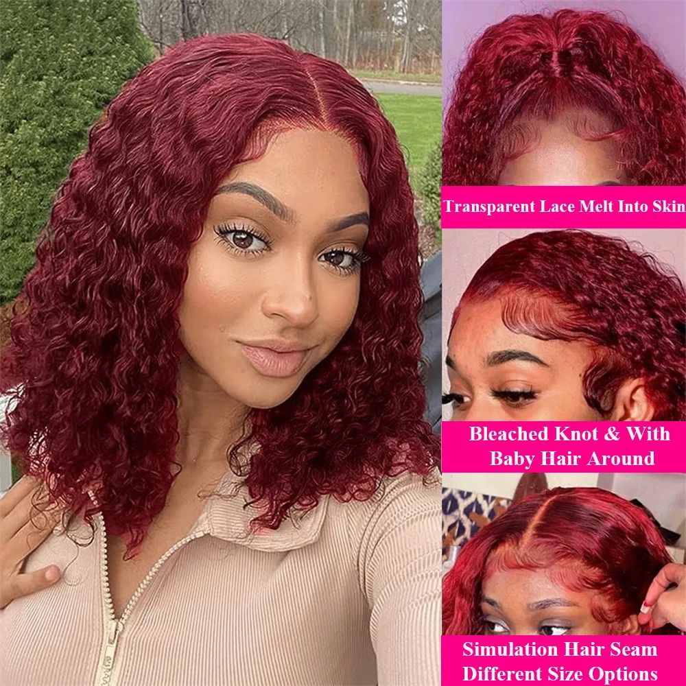 Burgund 99J Tiefe Welle Kurze  – Glueless Wear And Go Human Hair Wig Bewertung und Preis