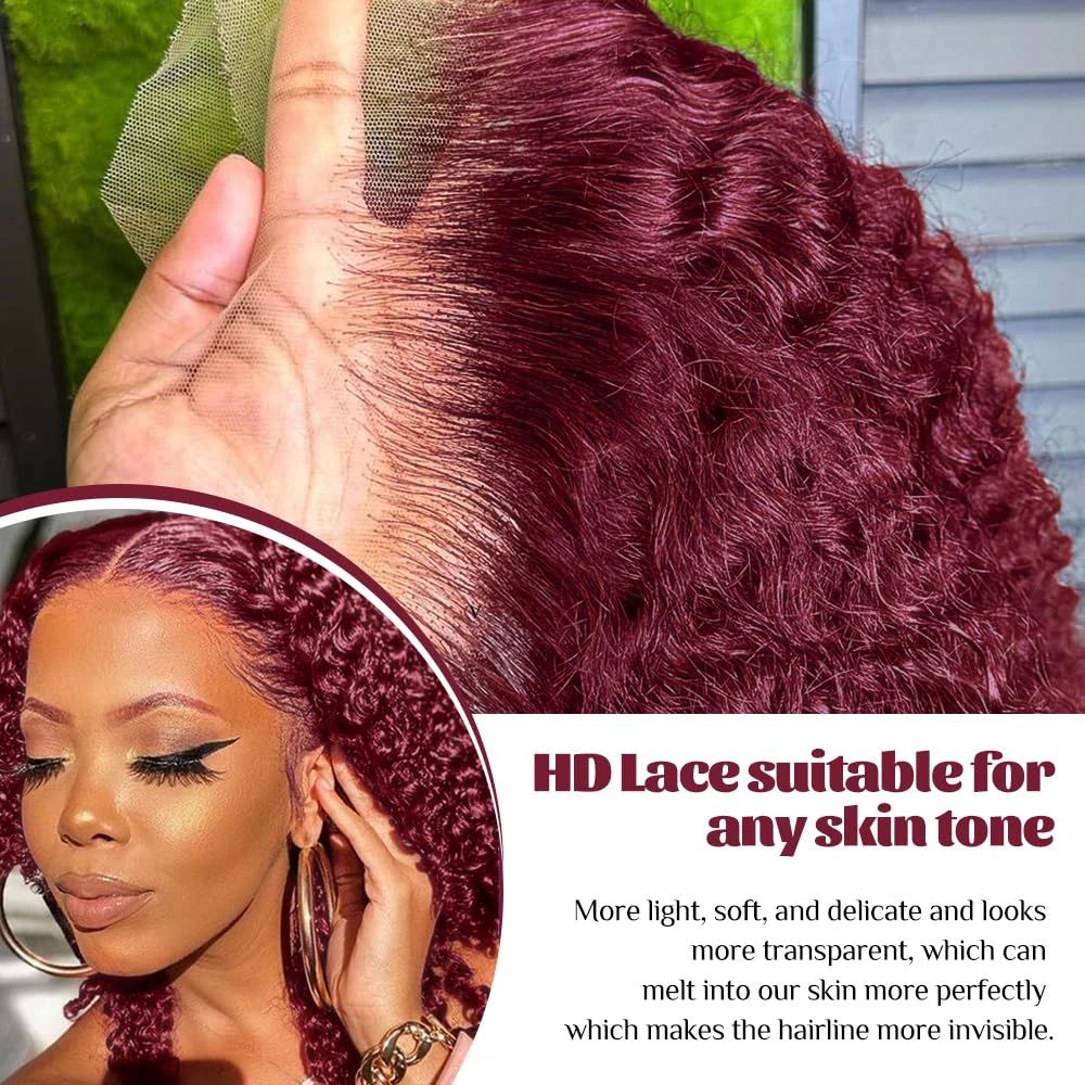 Burgund 99J Tiefe Welle Kurze  – Glueless Wear And Go Human Hair Wig Bewertung und Preis