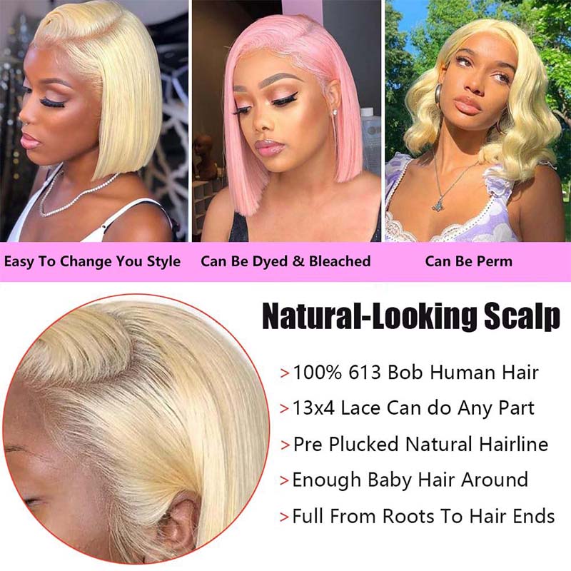 613 Honigblonde Kurze Bob-Perü – Glueless Wear And Go Human Hair Wig Bewertung und Preis