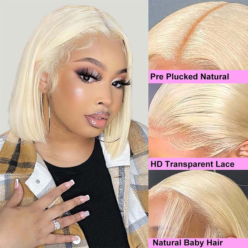 613 Honigblonde Kurze Bob-Perü – Glueless Wear And Go Human Hair Wig Bewertung und Preis