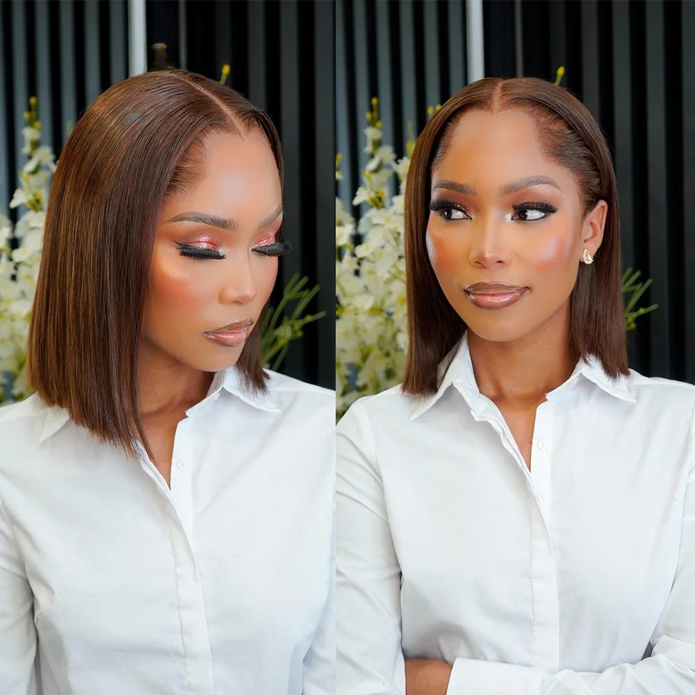 Dunkelbraune Perücke, 13x4 HD, – Pre Parted 13X4 Lace Front Bob Wig Bewertung und Preis