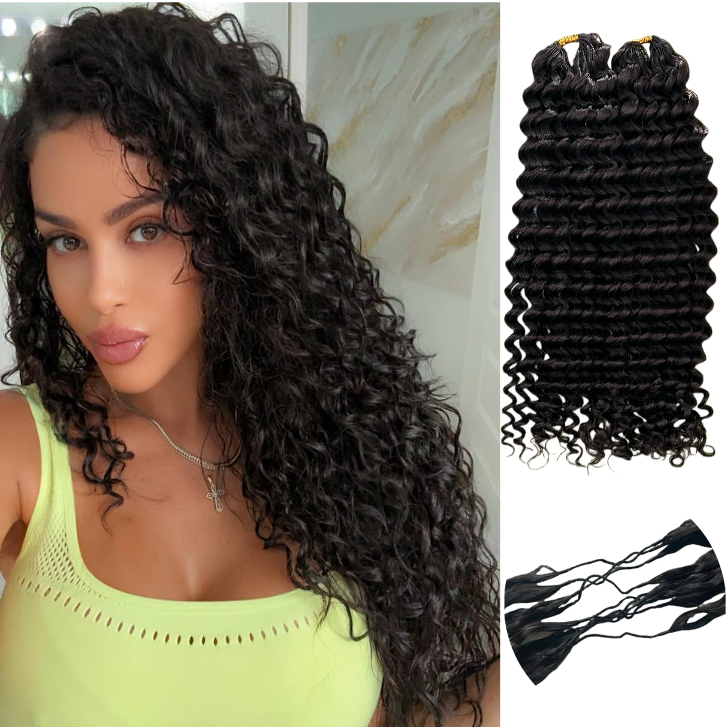Gefiederte Häkelzöpfe aus 100% – Water Wave Bulk Human Hair For Braiding Bewertung und Preis